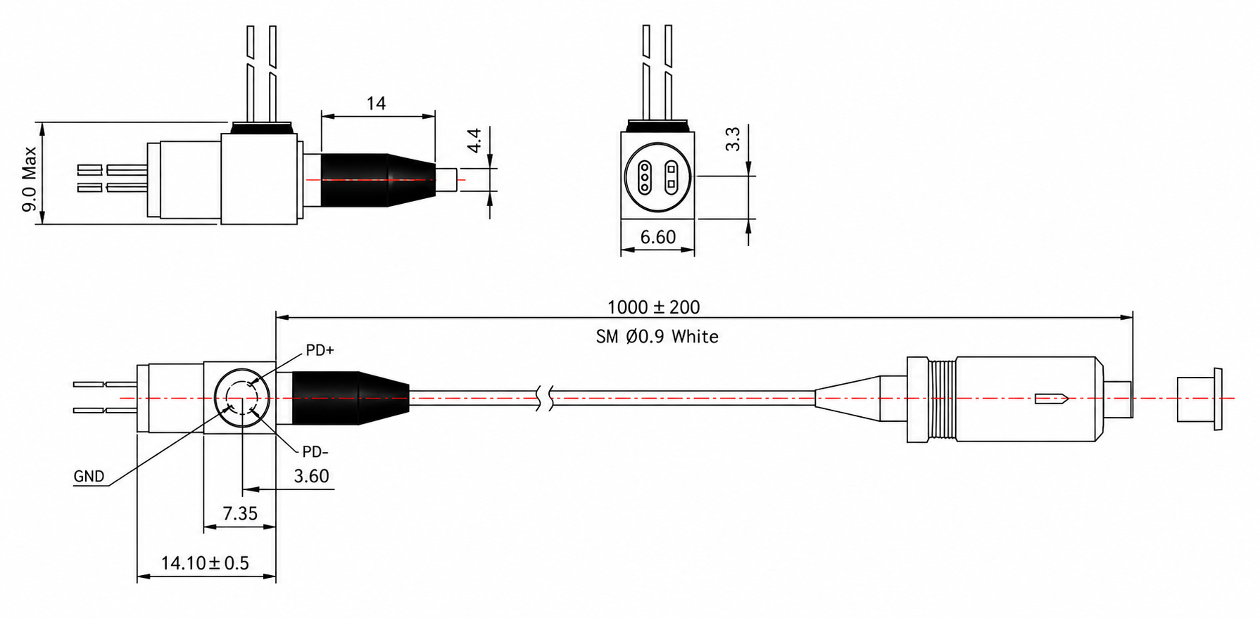 Lumi cooled BOSA fiber pigtail optical assembly product view