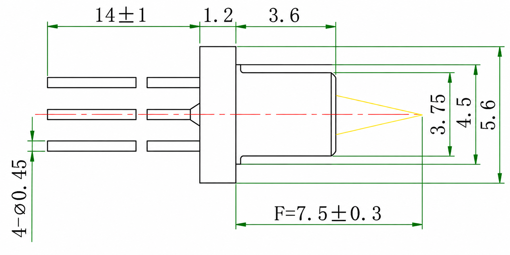 1625nm Single Mode High Power FP Laser Diode QCW TO Package — Product Size