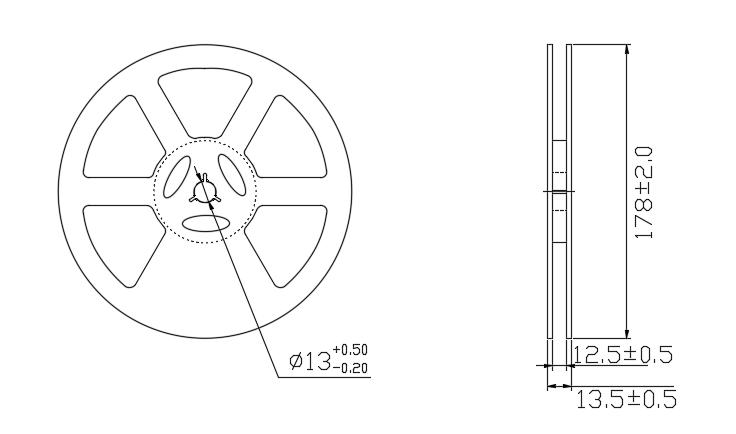 1206ULM850-L VCSEL reel packaging dimensions