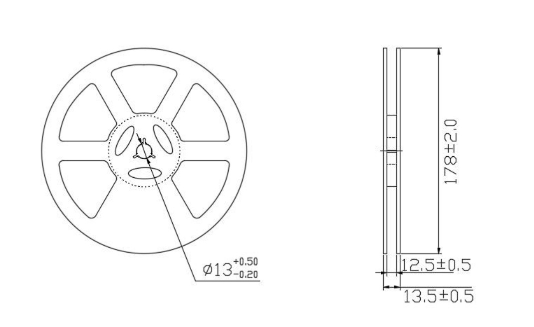 1206VCA940R8 VCSEL reel packaging dimensions
