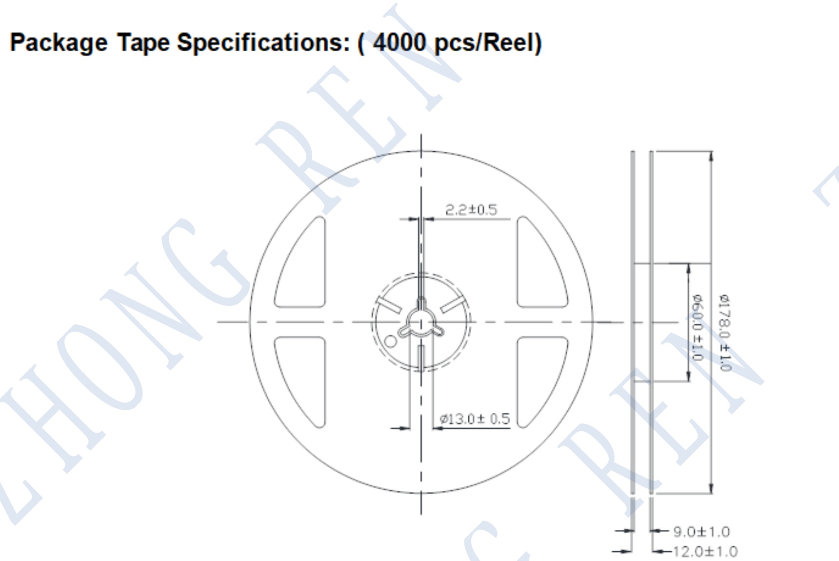 JC1206PD0224 photodiode reel package dimensions