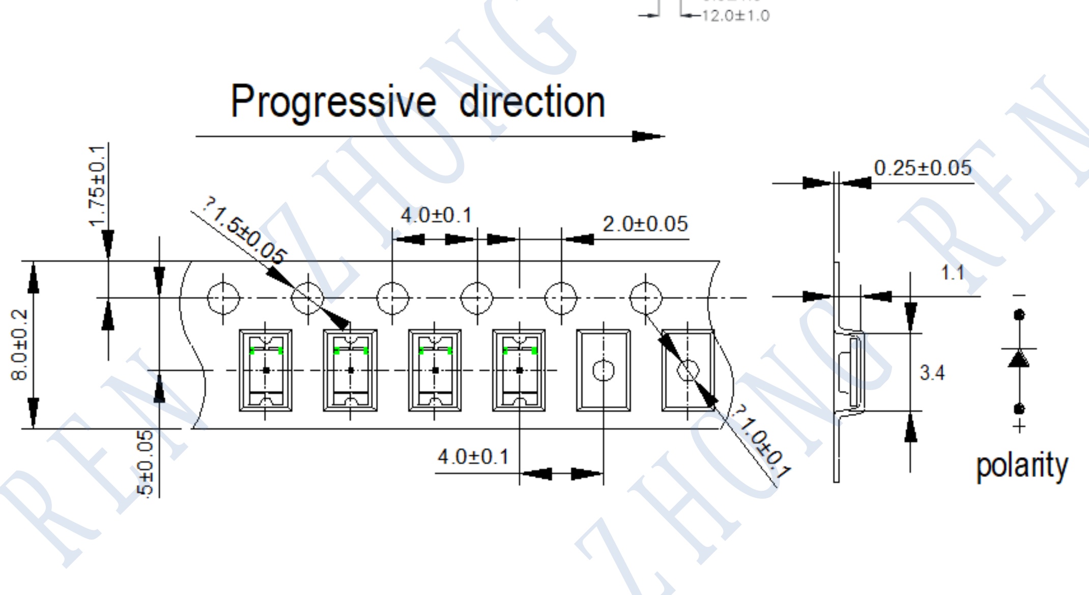 JC1206PD0224 photodiode carrier tape dimensions and polarity