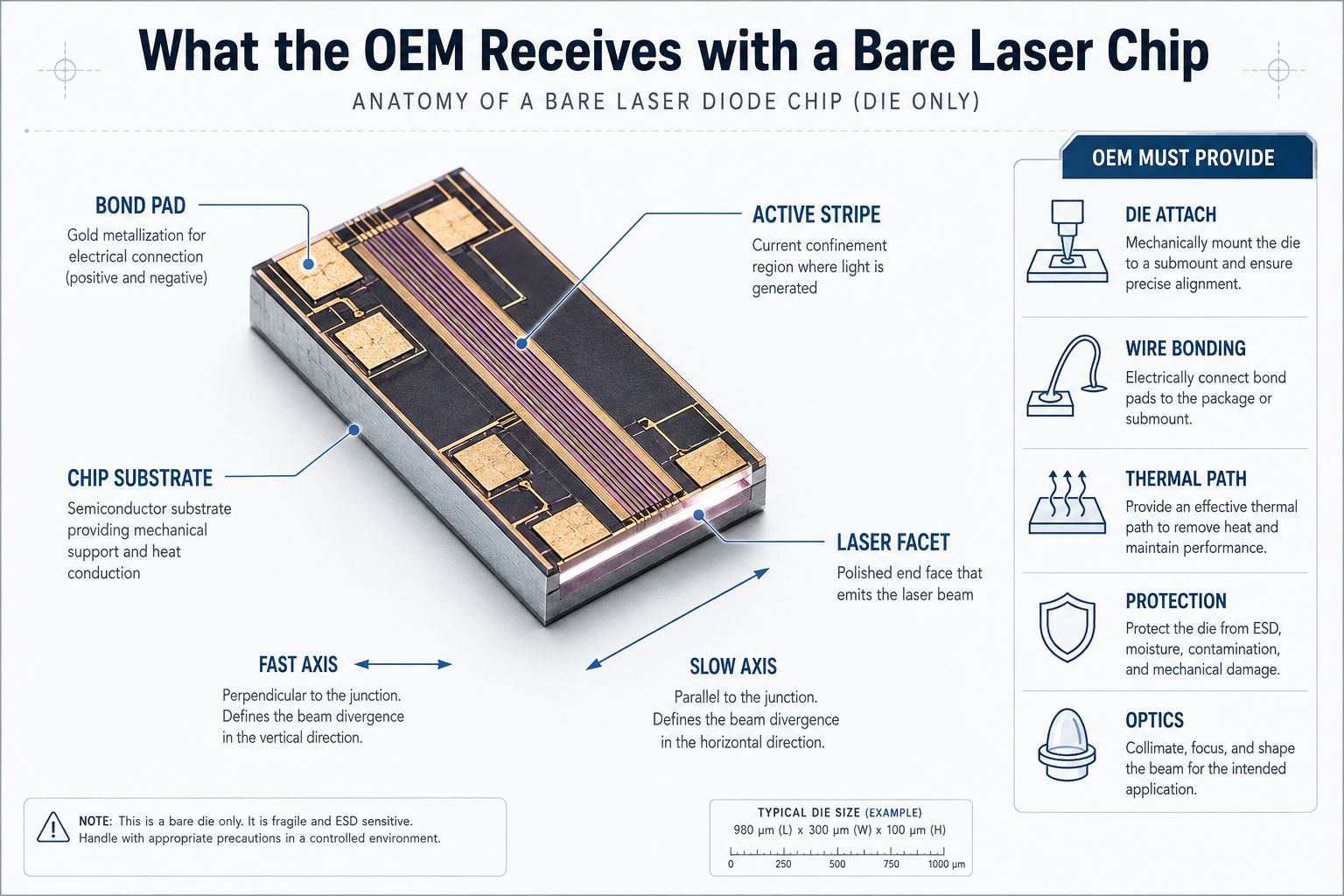 Bare laser diode chip OEM integration
