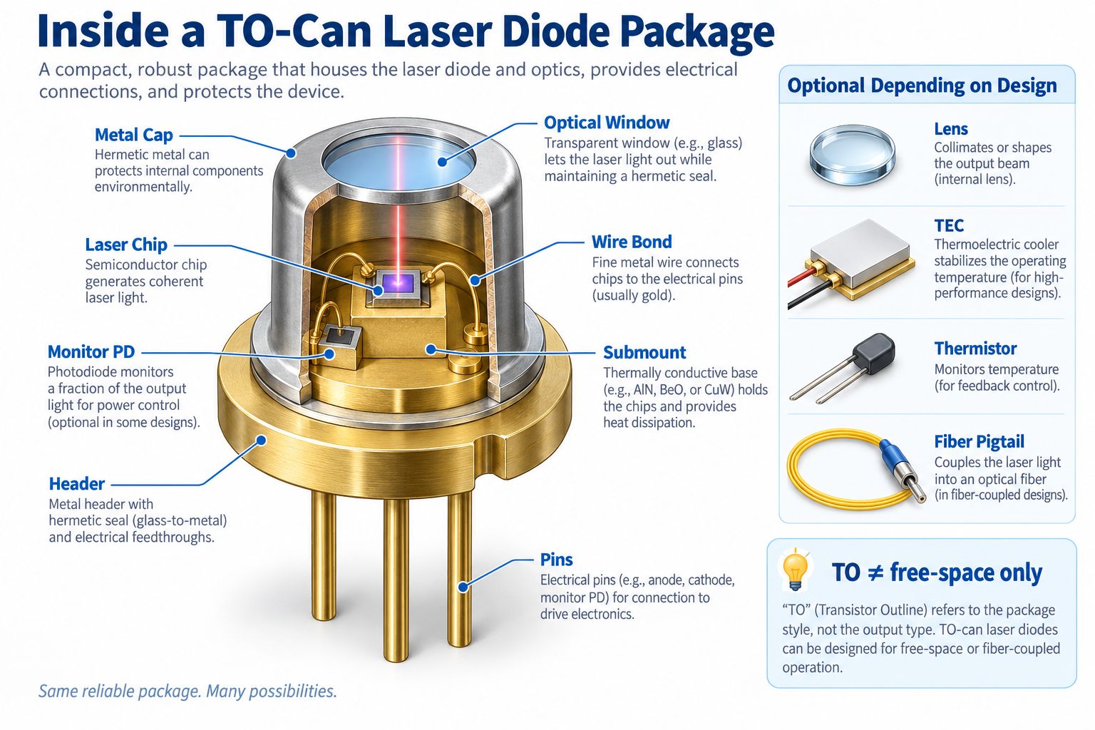 Inside a butterfly laser diode package