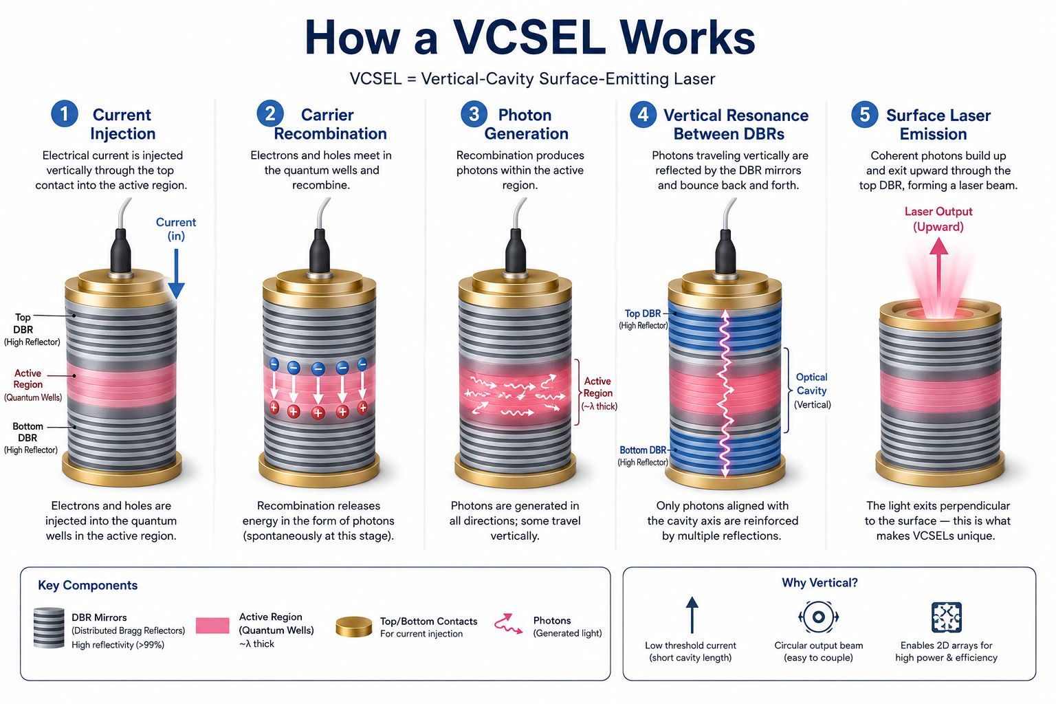 How a VCSEL works step by step