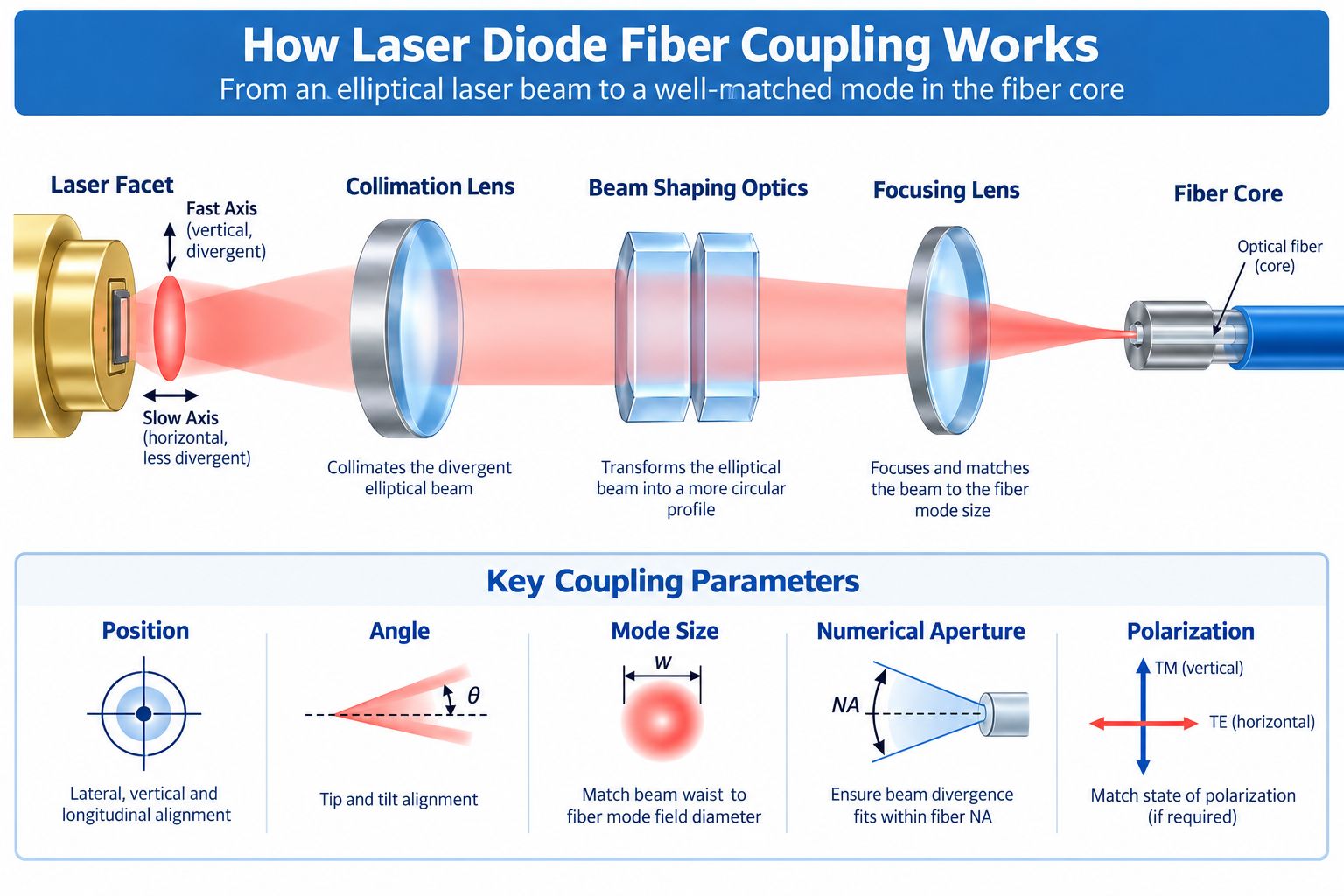 How laser diode fiber coupling works