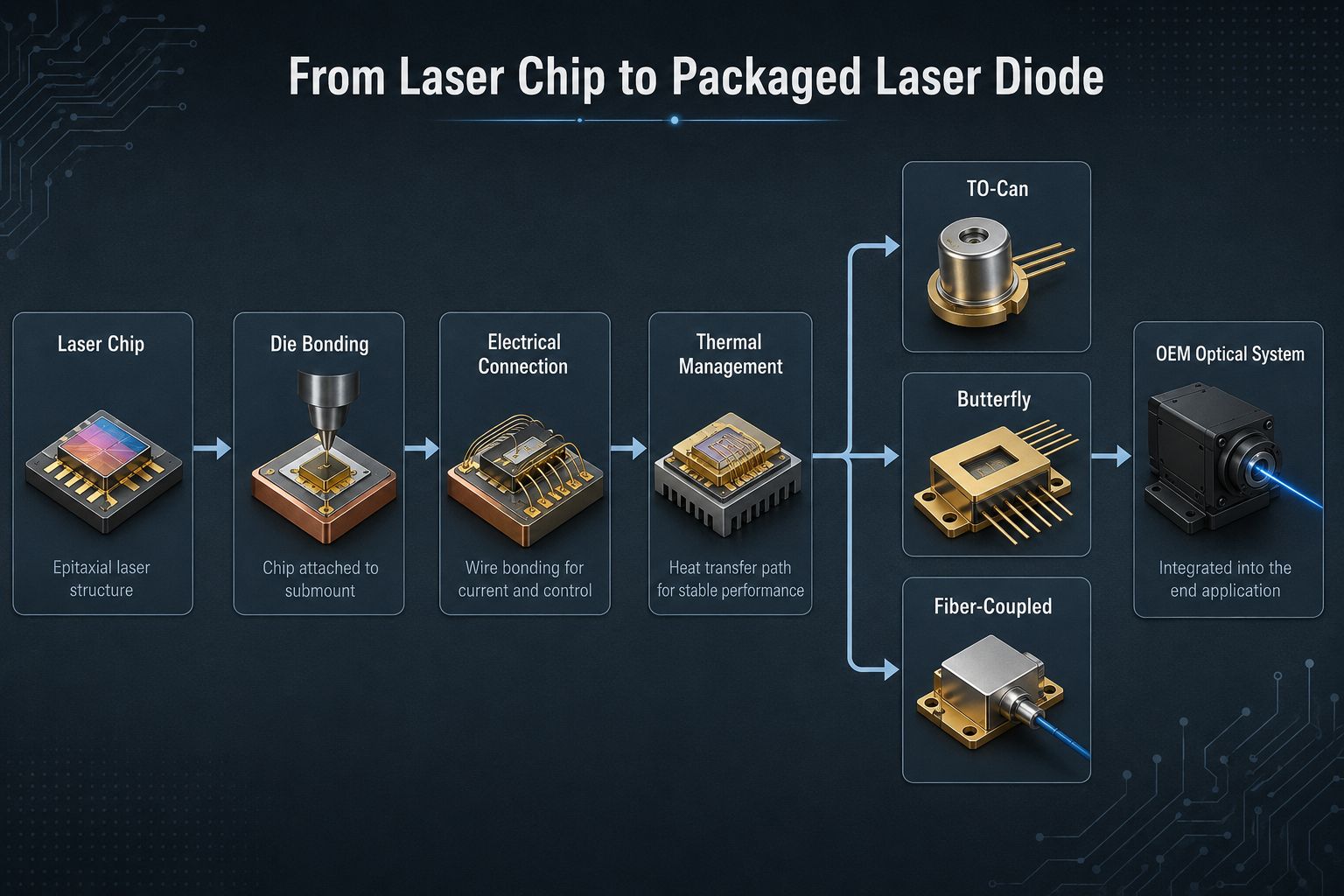 From laser chip to packaged laser diode