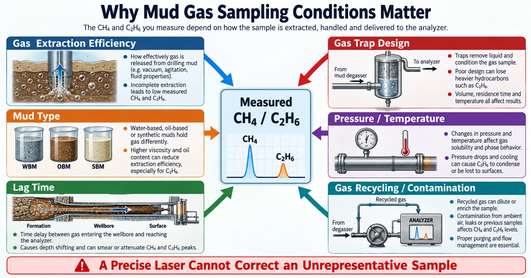 Mud gas sampling effects on methane and ethane