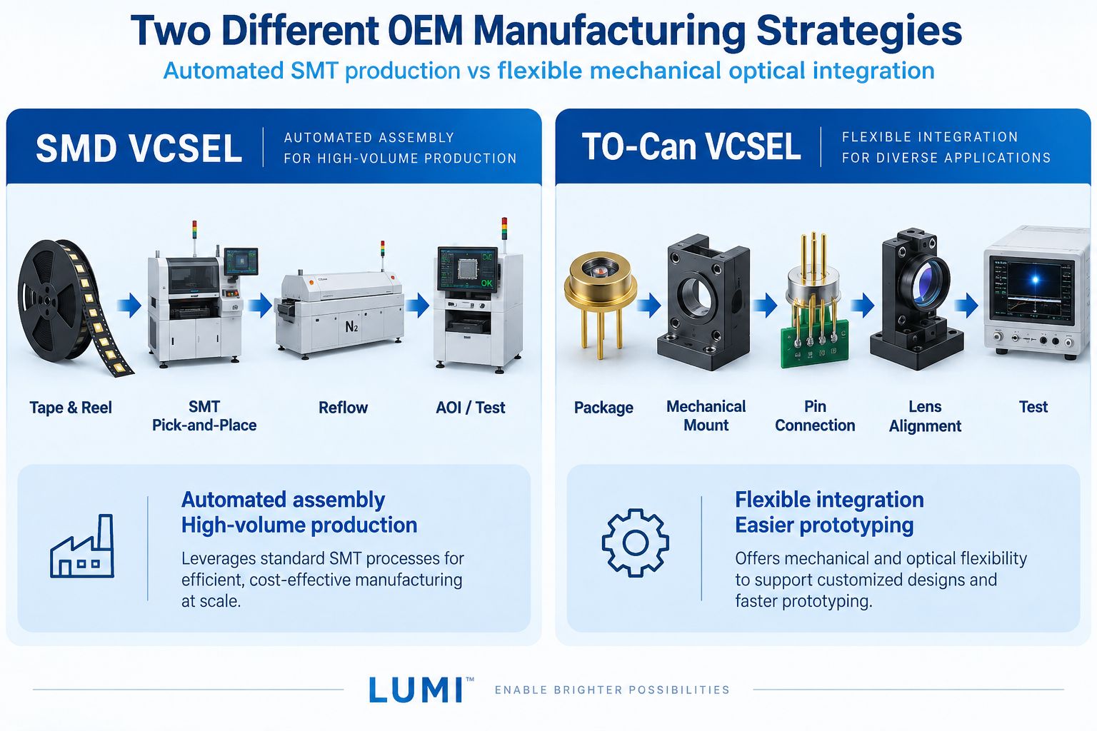 SMD vs TO-can VCSEL OEM assembly