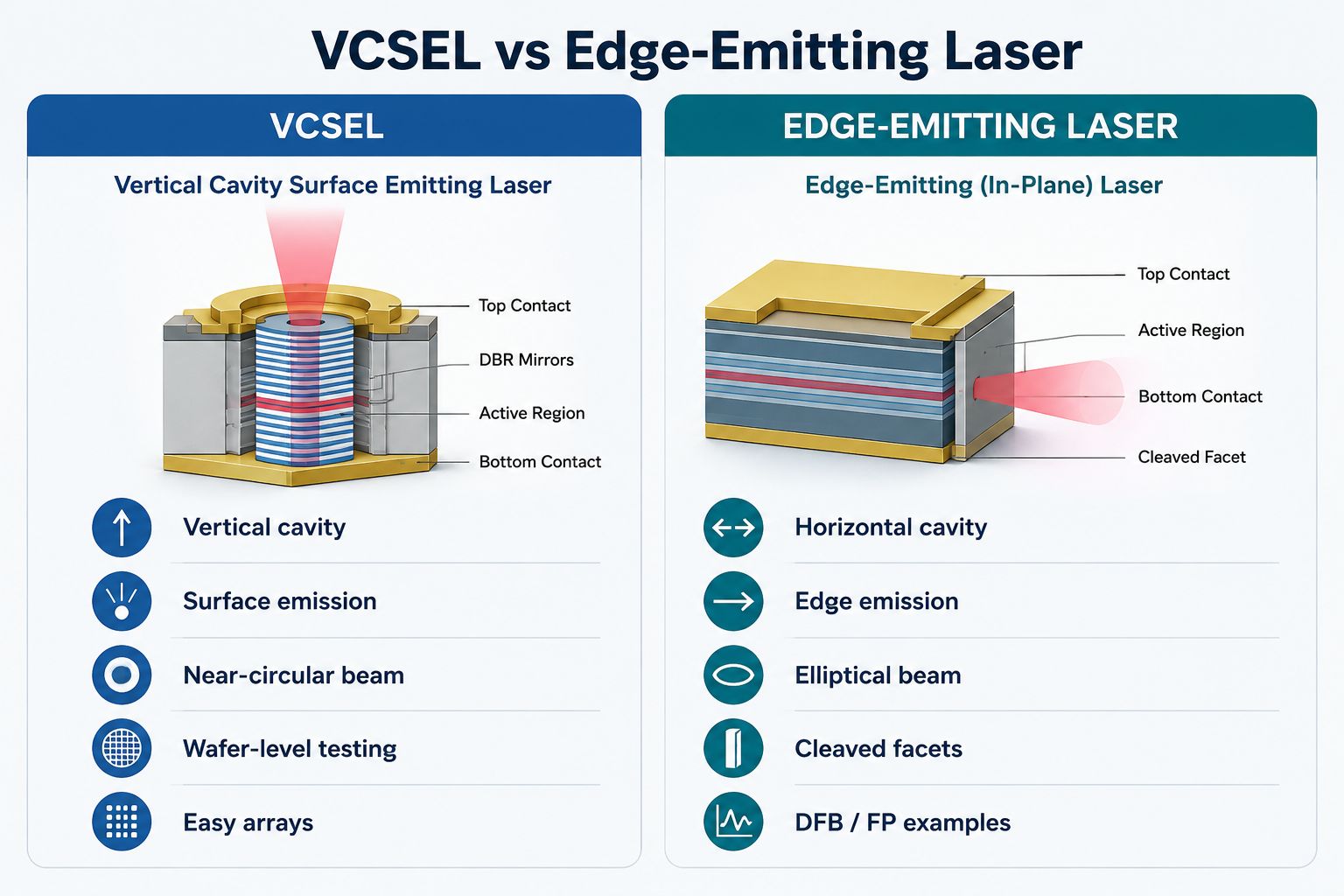 VCSEL vs edge-emitting laser comparison