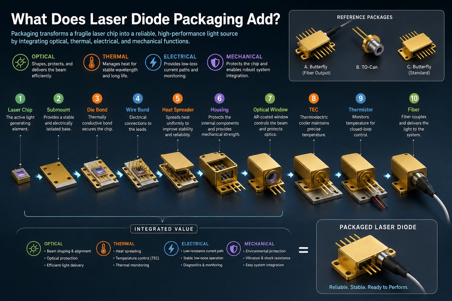What laser diode packaging adds