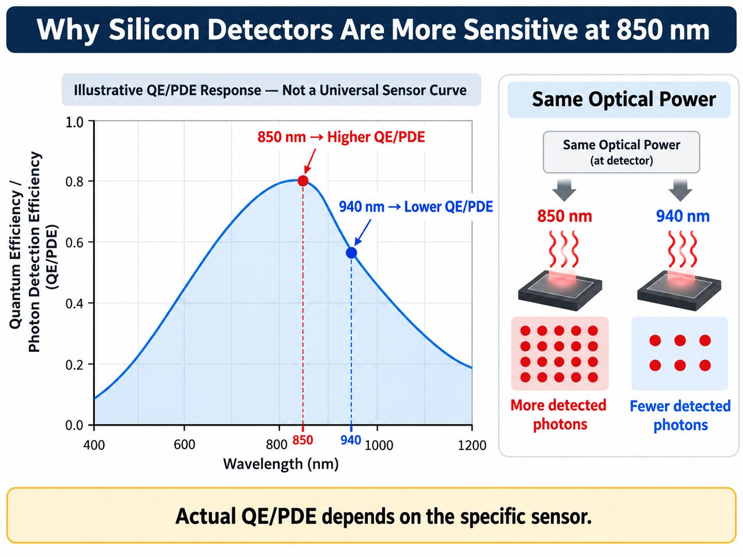 850 nm vs 940 nm silicon detector sensitivity