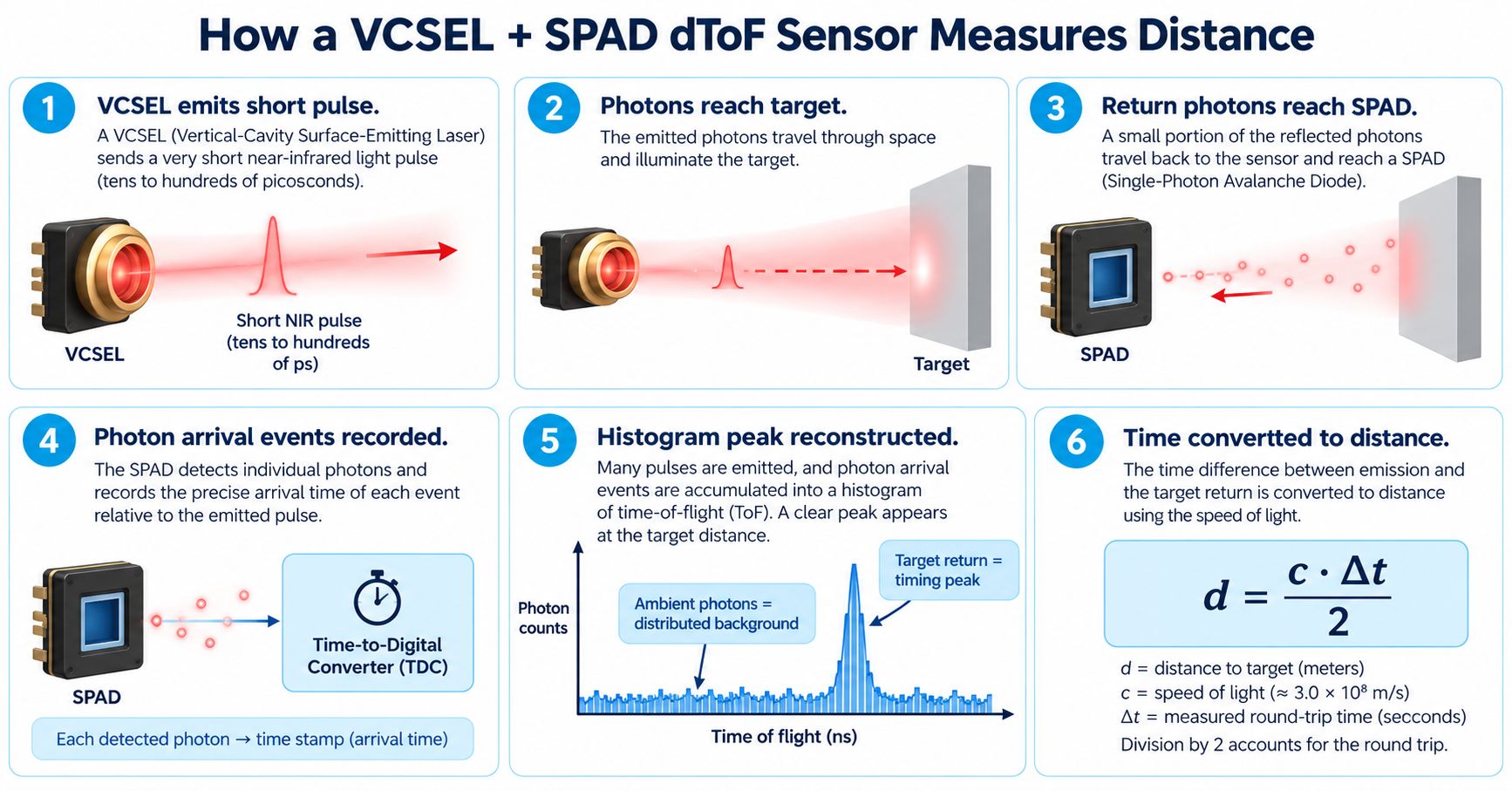 VCSEL and SPAD direct ToF workflow